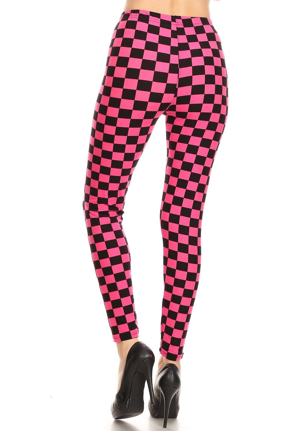 Legging taille haute imprimé à carreaux dans un style ajusté, avec une ceinture élastique