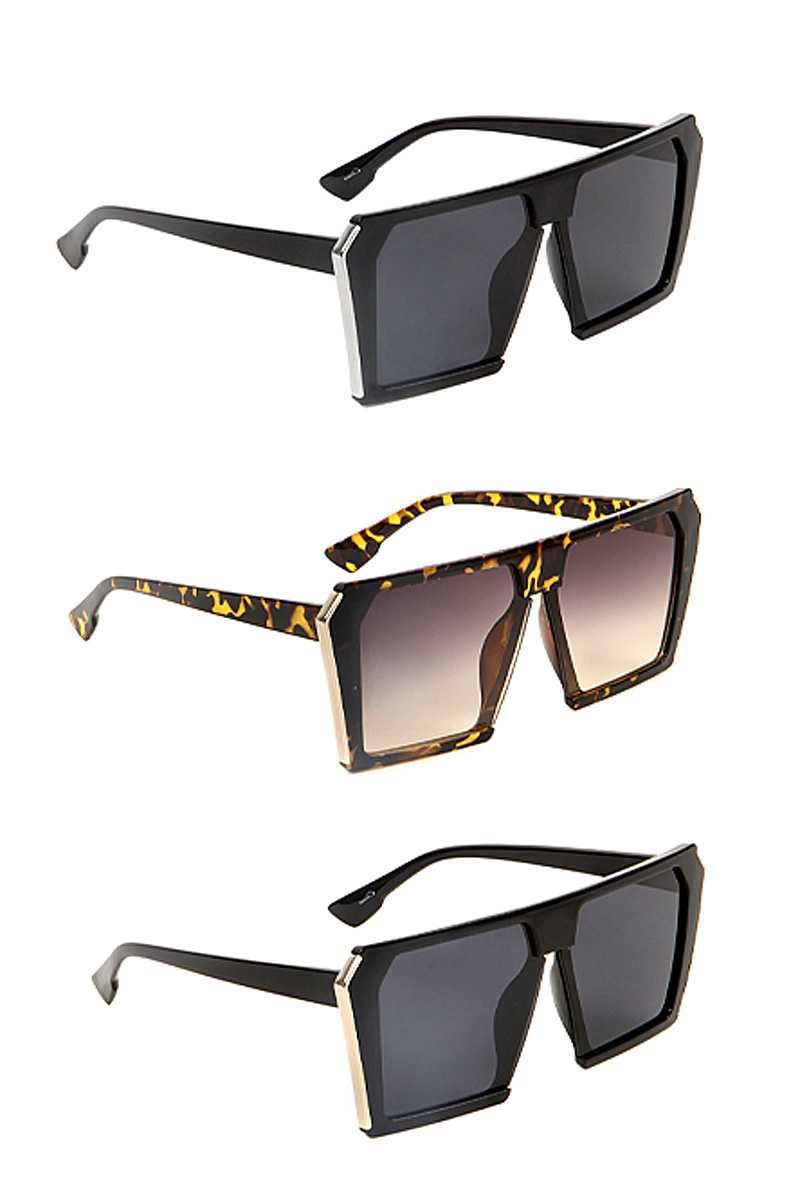 Lunettes de soleil à bord carré en plastique et en métal