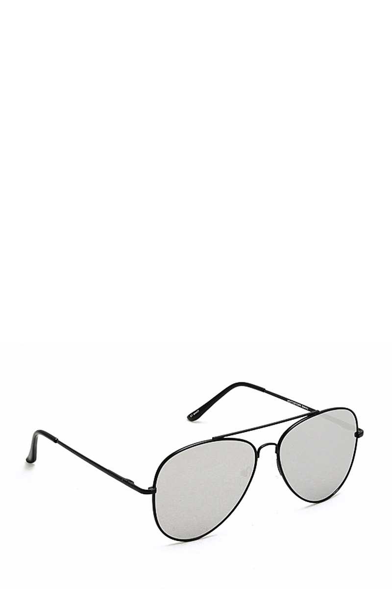 Lunettes de soleil aviateur à monture noire tendance