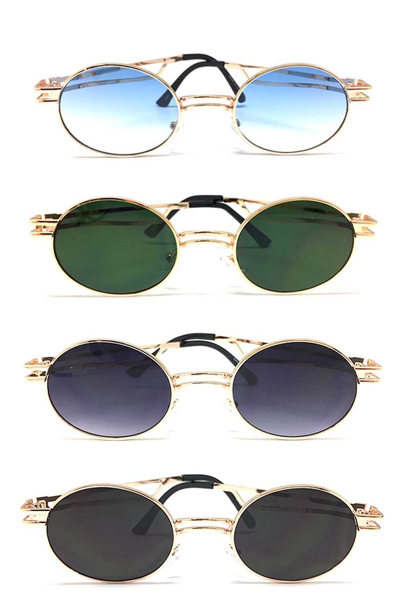 Lunettes de soleil en métal arrondies et élégantes à la mode
