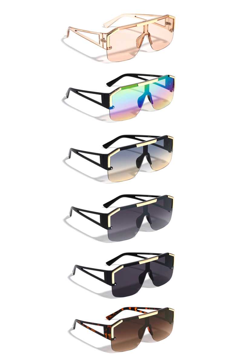 Lunettes de soleil modernes à branches triangulaires avec bouclier en plastique