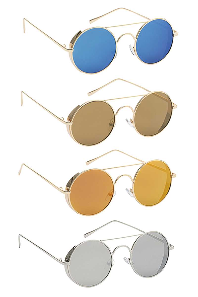 Lunettes de soleil rondes à la mode avec barrière en métal