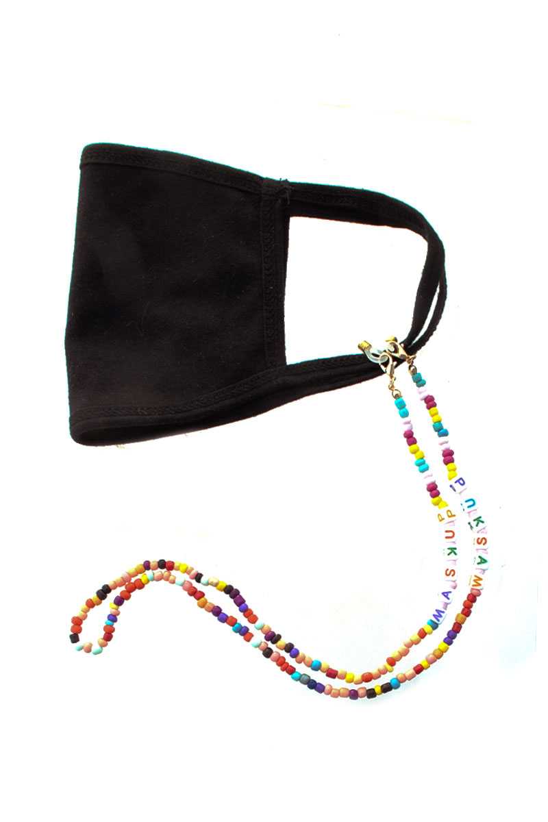 Masque de perles de rocaille de mode jusqu'à sangles de support de masque facial de lettre
