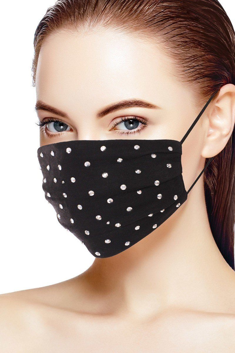 Masque facial de mode en coton à clous en métal argenté brillant 3D