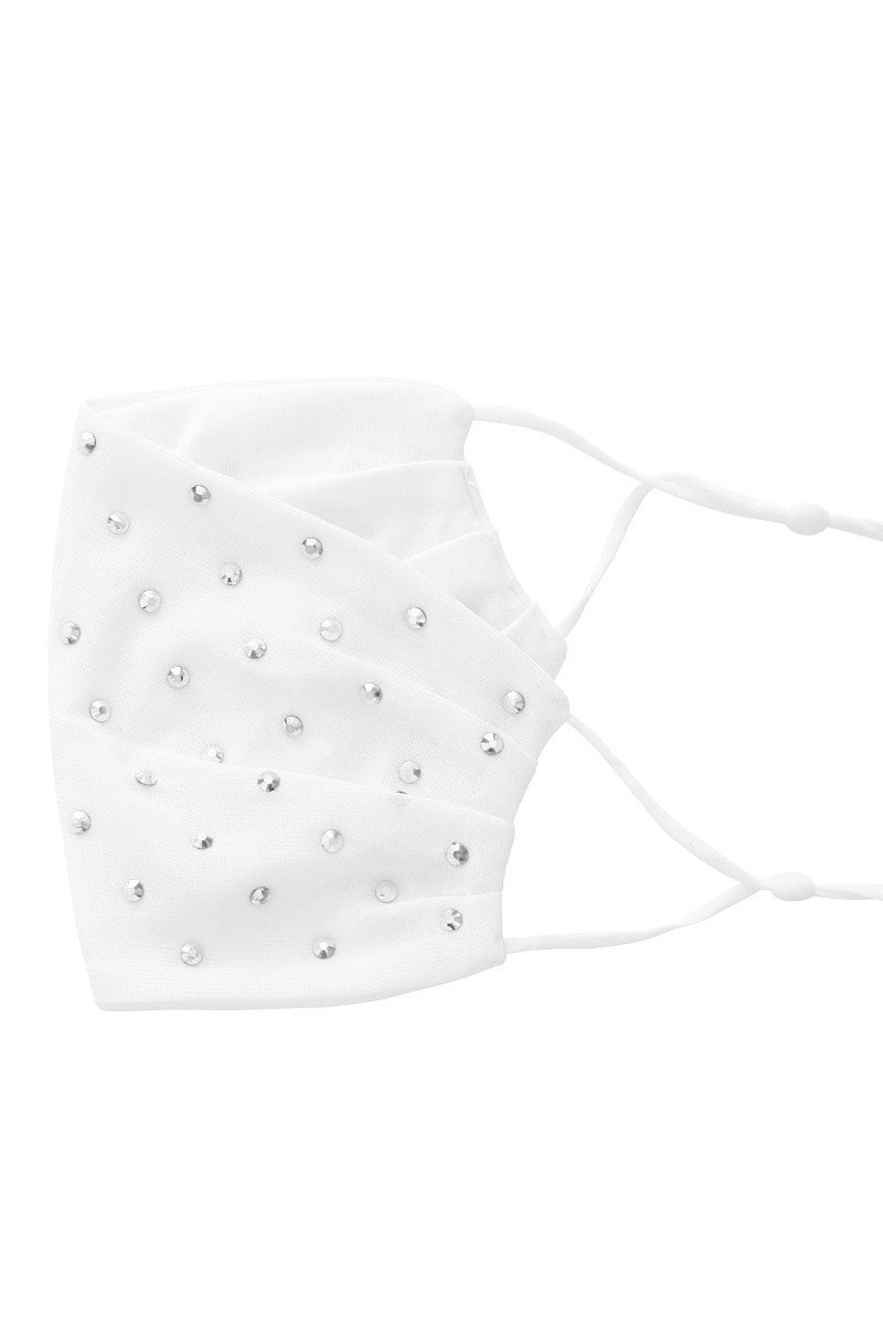 Masque facial de mode en jersey strass avec clous en métal argenté brillant 3D