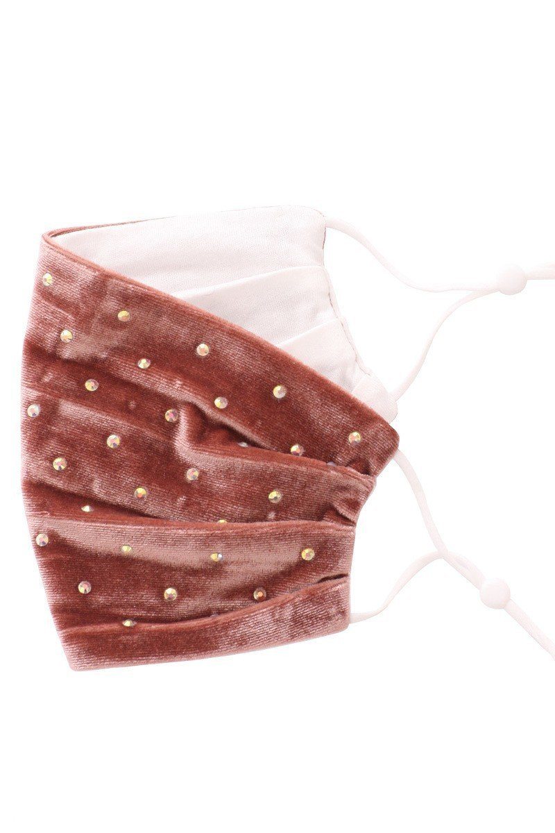 Masque facial de mode en velours strass irisé brillant 3D