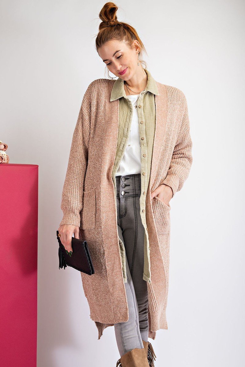 Maxi cardigan en fil de velours