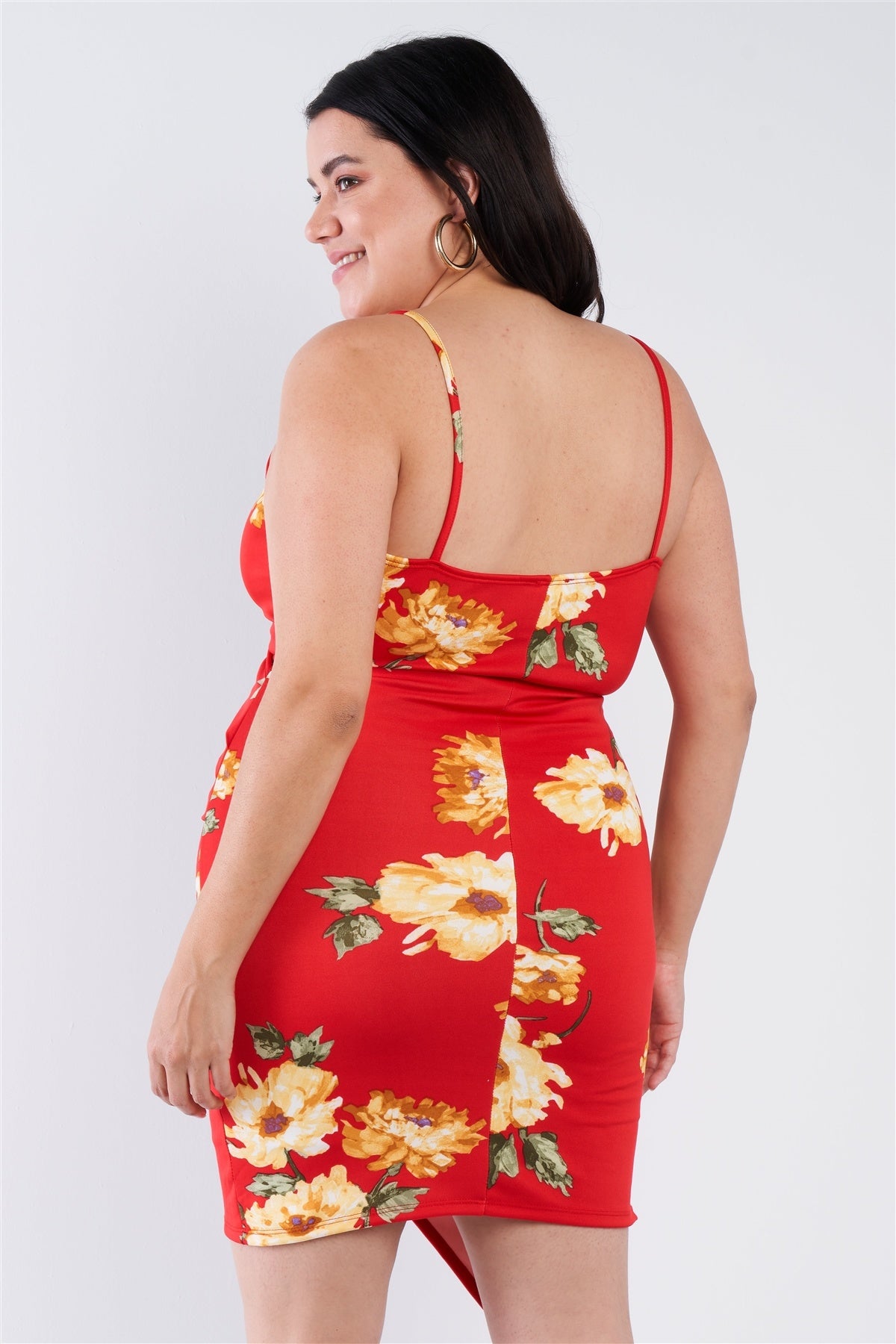 Mini-robe chic à imprimé floral de grande taille, col en V, taille cintrée
