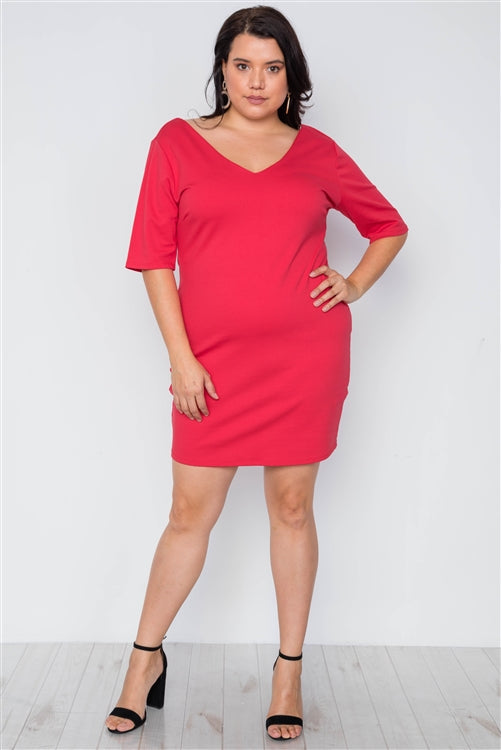 Mini-robe rouge avec détails en dentelle dans le dos, grande taille
