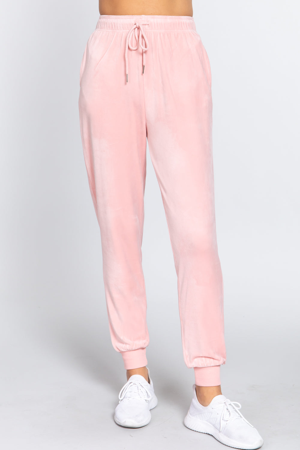 Pantalon de jogging long en velours élastique à la taille