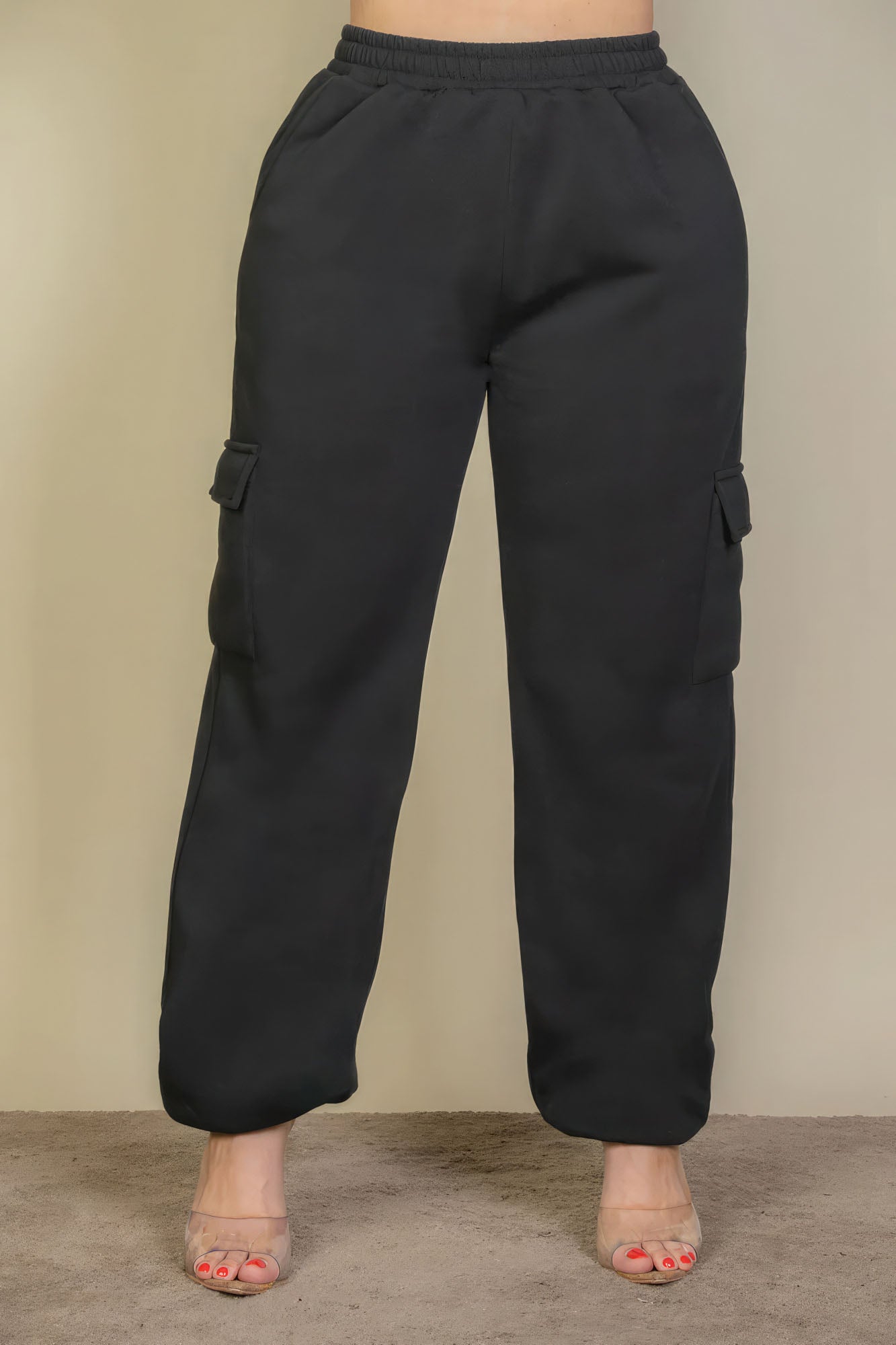 Pantalon de survêtement à taille avec cordon de serrage et poche latérale grande taille
