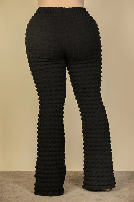 Pantalon évasé en tissu bulle grande taille