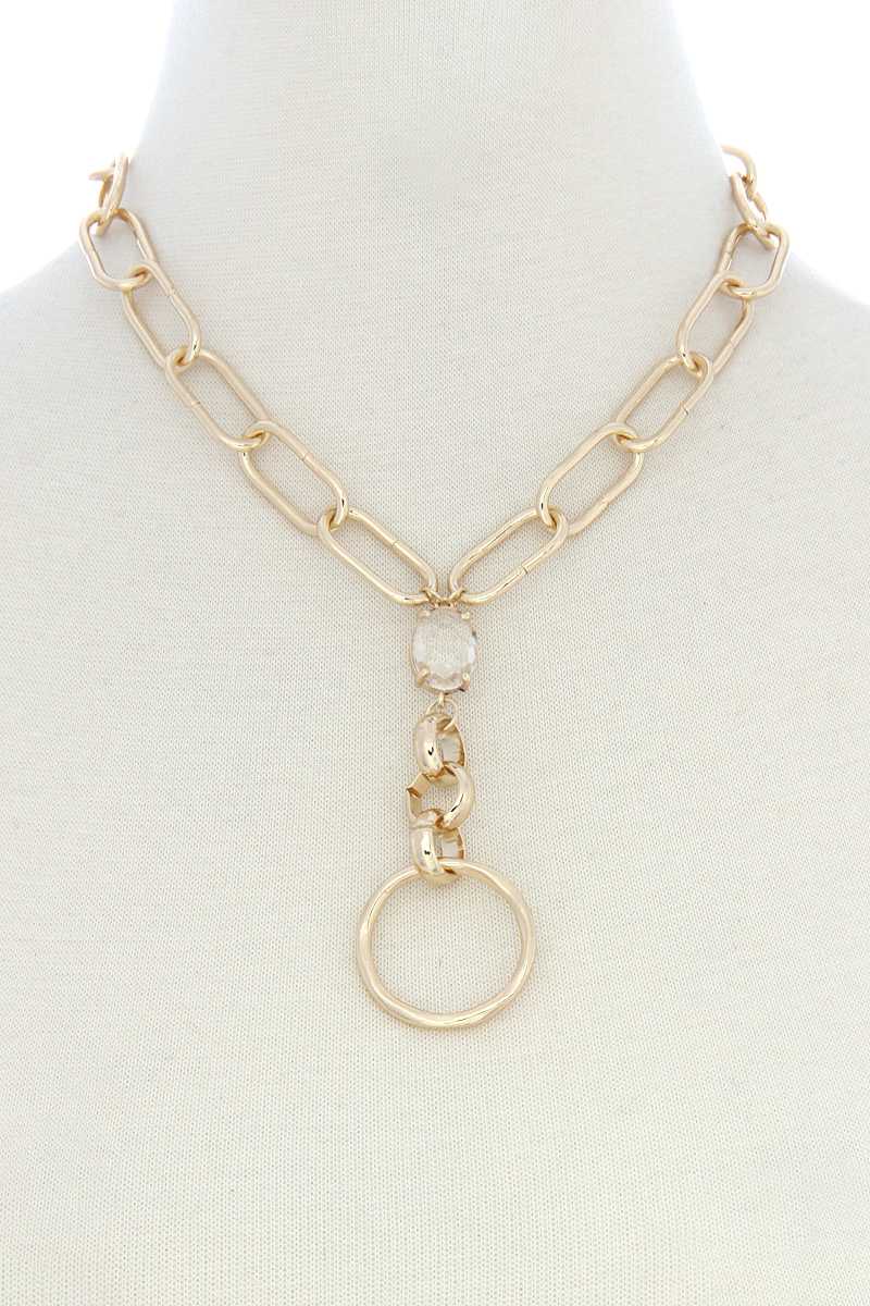 Pendentif cercle lien ovale collier en métal en forme de Y
