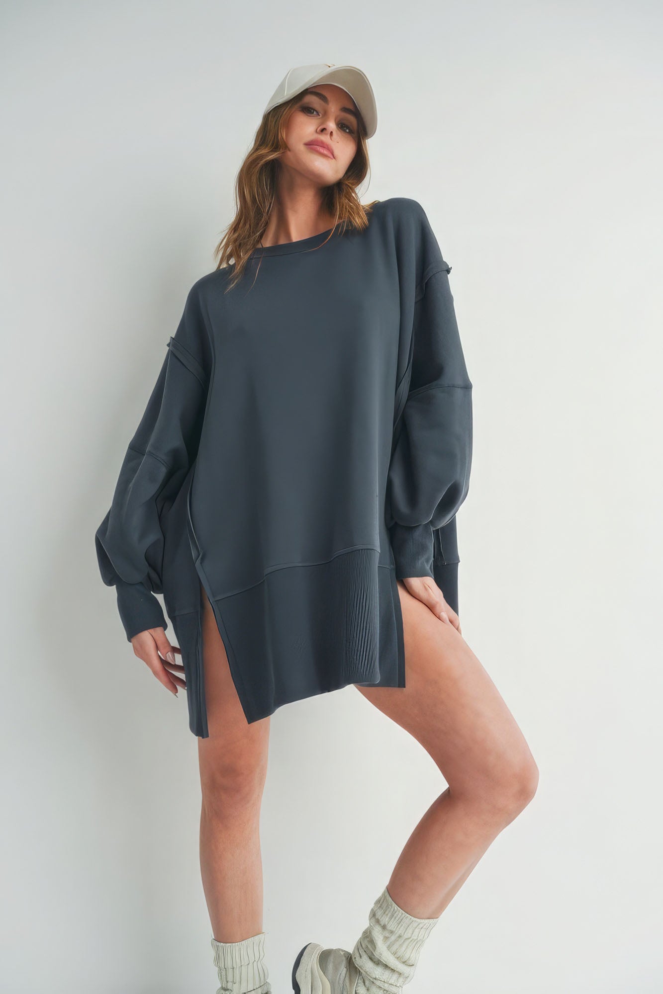 Pull à manches longues avec fente