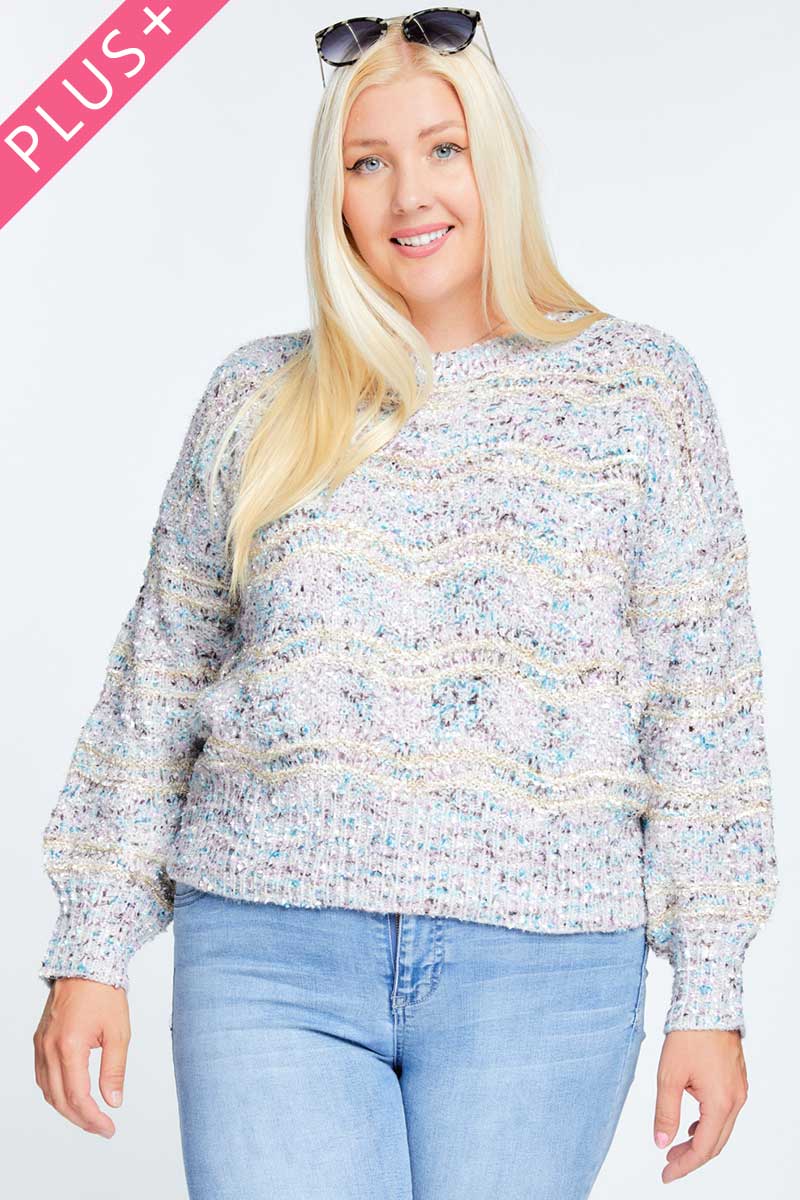 Pull multicolore à manches longues et col rond