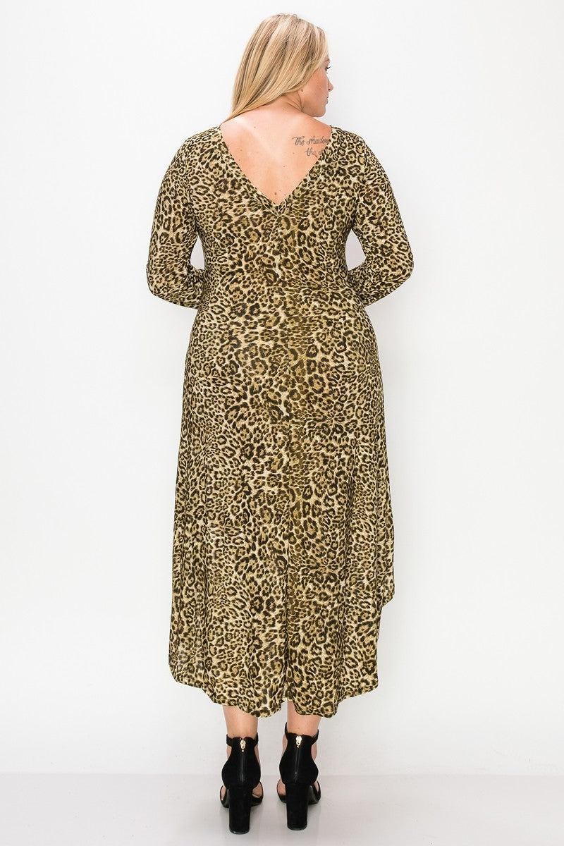 Robe à imprimé guépard avec col rond