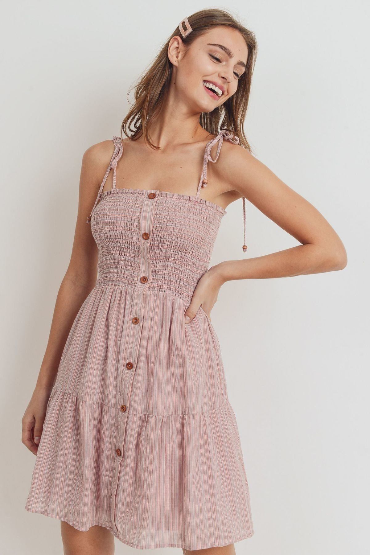 Robe boutonnée smockée – Image 3