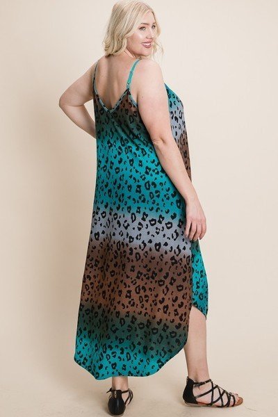 Robe longue caraco à imprimé animal ombré tie-dye grande taille Anna