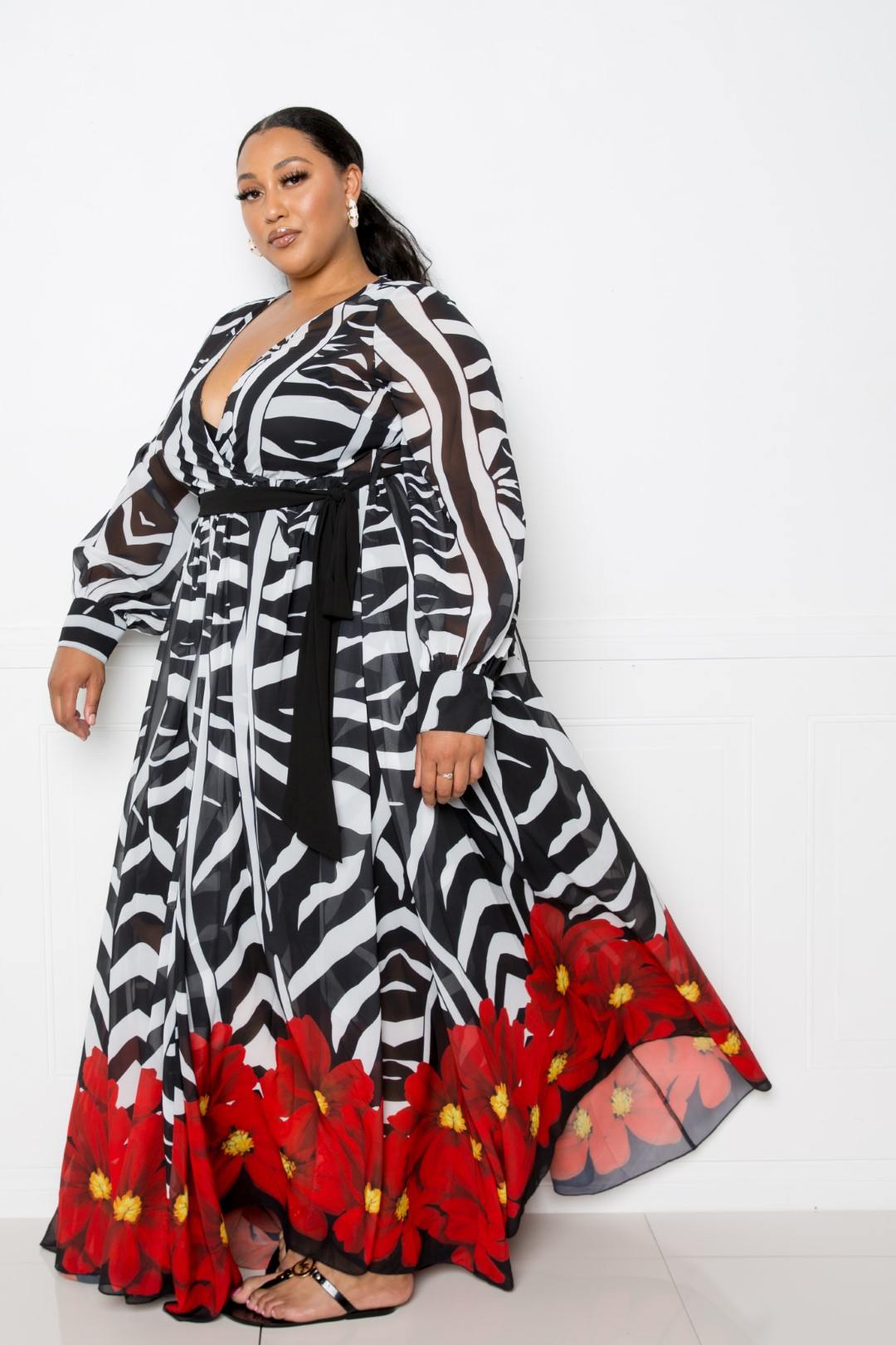 Robe longue imprimée zèbre