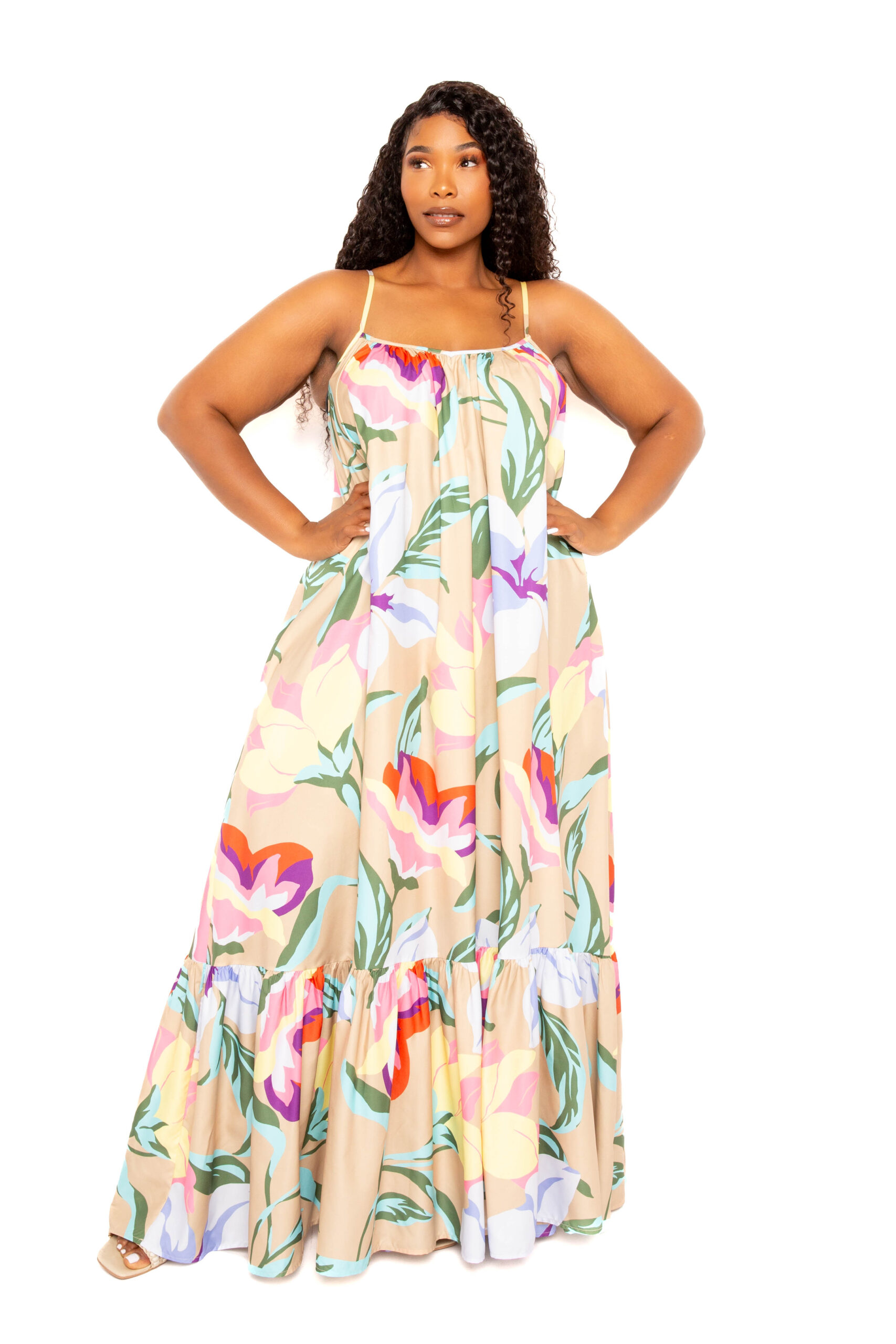 Robe longue volumineuse imprimée