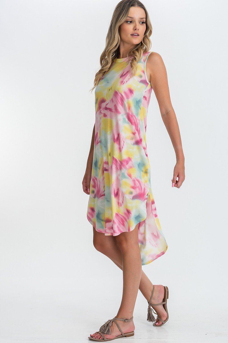 Robe mi-longue haute-basse tie-dye