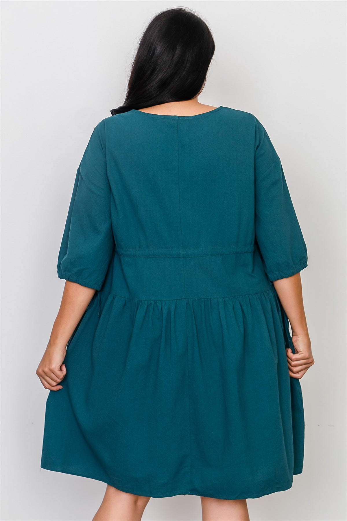 Robe midi ample noire à manches nouées de grande taille