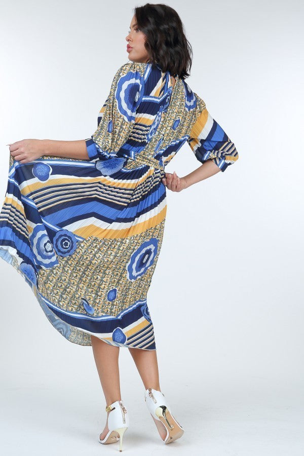 Robe midi imprimée plissée