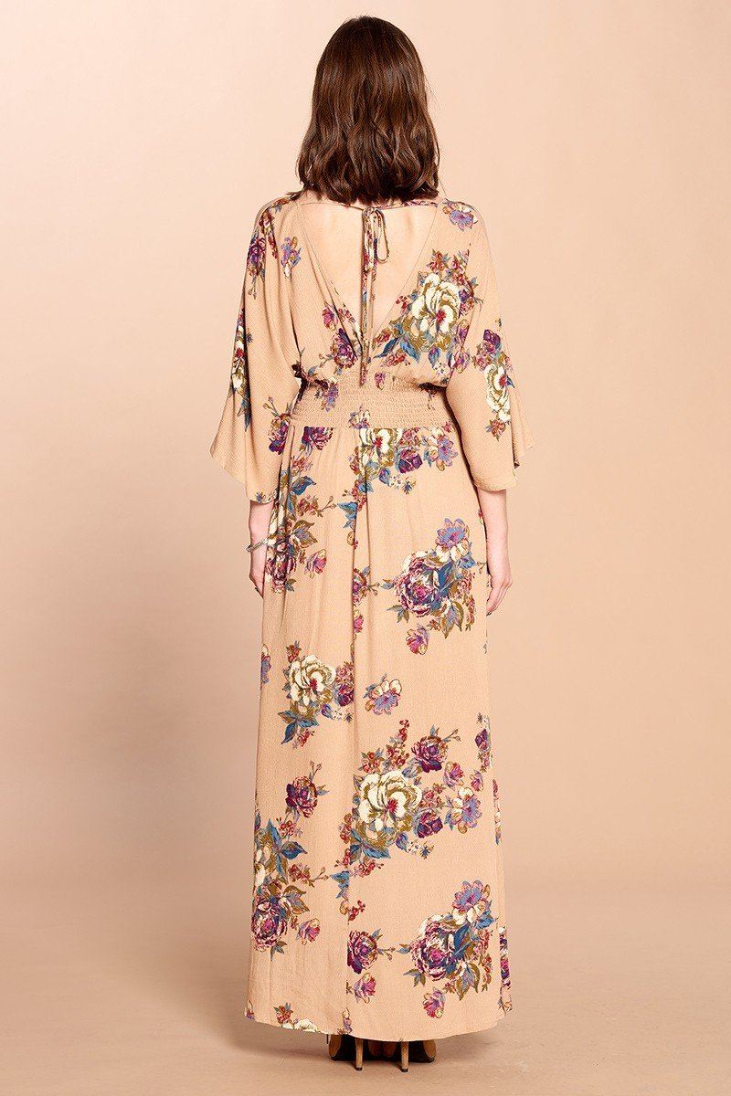 Robe portefeuille longue à imprimé floral