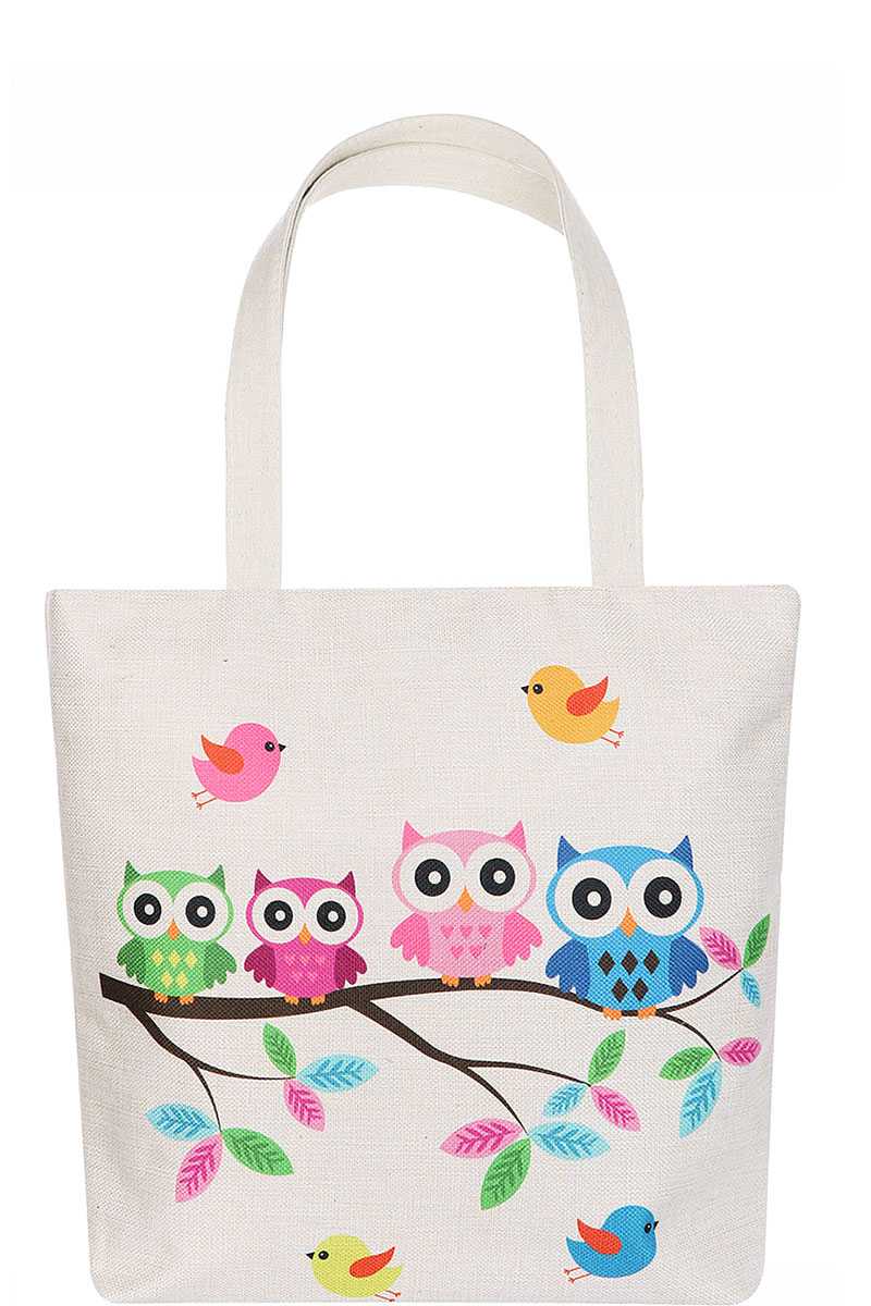 Sac fourre-tout Ecco imprimé de dessin animé de famille de hibou mignon