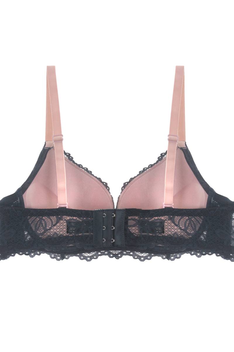 Soutien-gorge push-up en dentelle florale bicolore