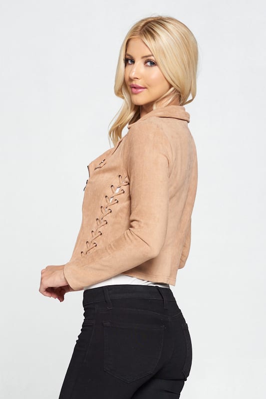 Veste en cuir de moto en faux suède