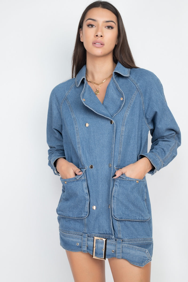 Veste longue en jean