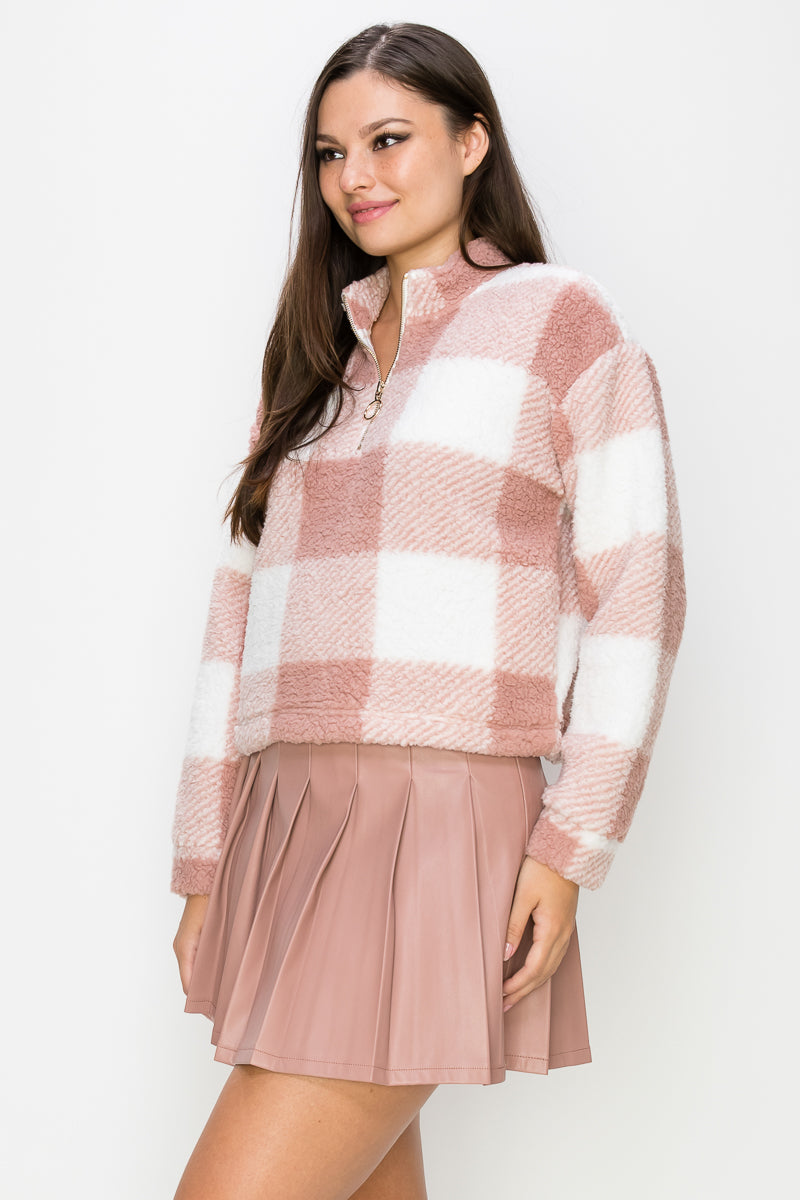 Veste pull zippée à carreaux – Image 9