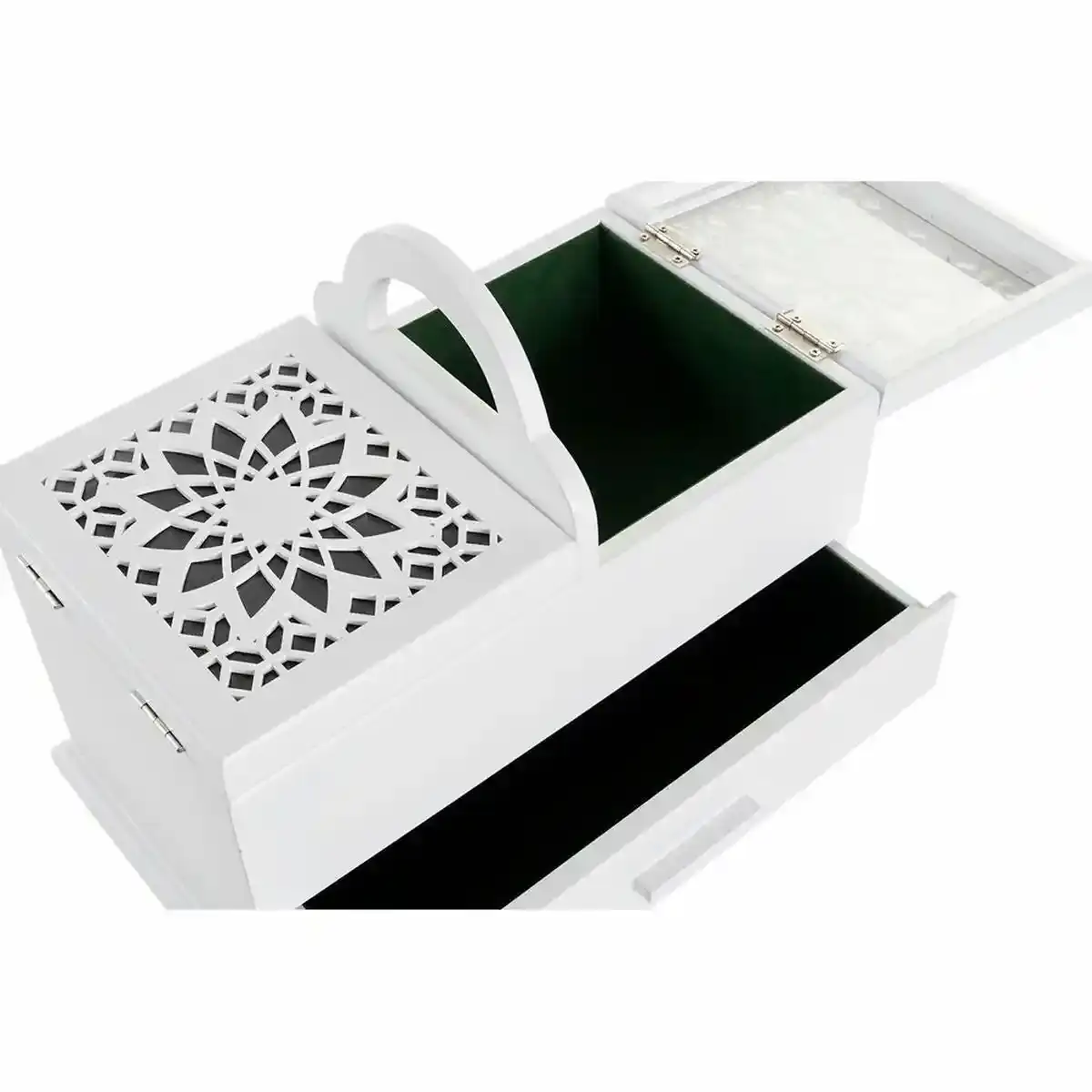 Boite a bijoux dkd home decor cristal blanc vert bois mdf_6762. DIAYTAR COTE D'IVOIRE - Où le Shopping Devient une Aventure Culturelle. Plongez dans notre univers de produits qui célèbrent l'héritage et l'artisanat du Côte d'Ivoire.