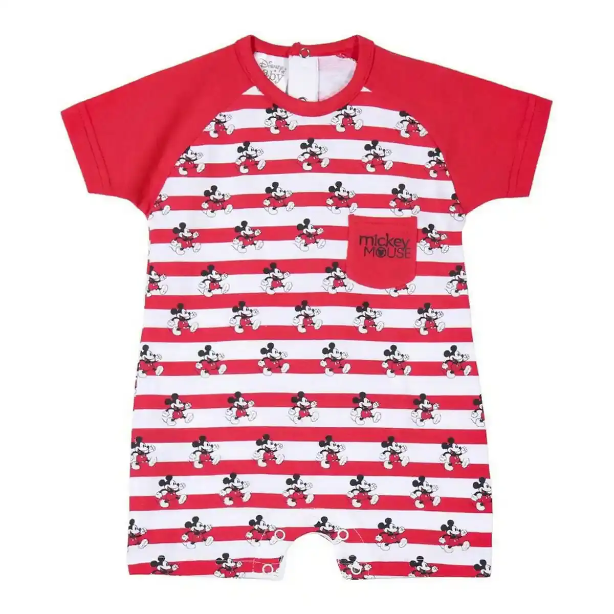 Barboteuse à manches courtes pour bébé Mickey Mouse Rouge. SUPERDISCOUNT FRANCE