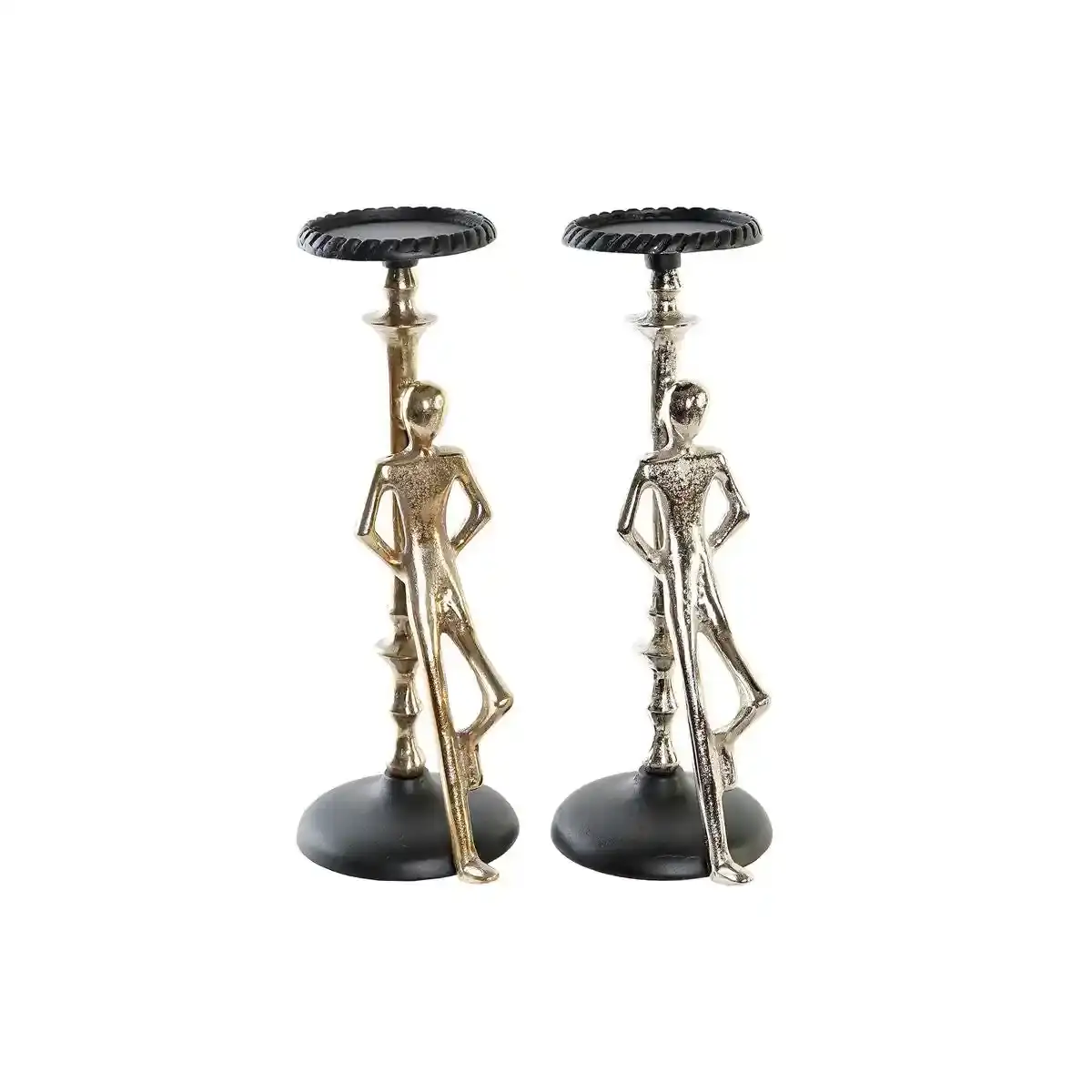 Bougeoir dkd home decor 15 x 20 x 41 cm champagne noir aluminium moderne 2 unites _7435. DIAYTAR COTE D'IVOIRE - L'Art de Vivre l'Élégance Accessible. Parcourez notre gamme variée et choisissez des produits qui ajoutent une touche de sophistication à votre style.