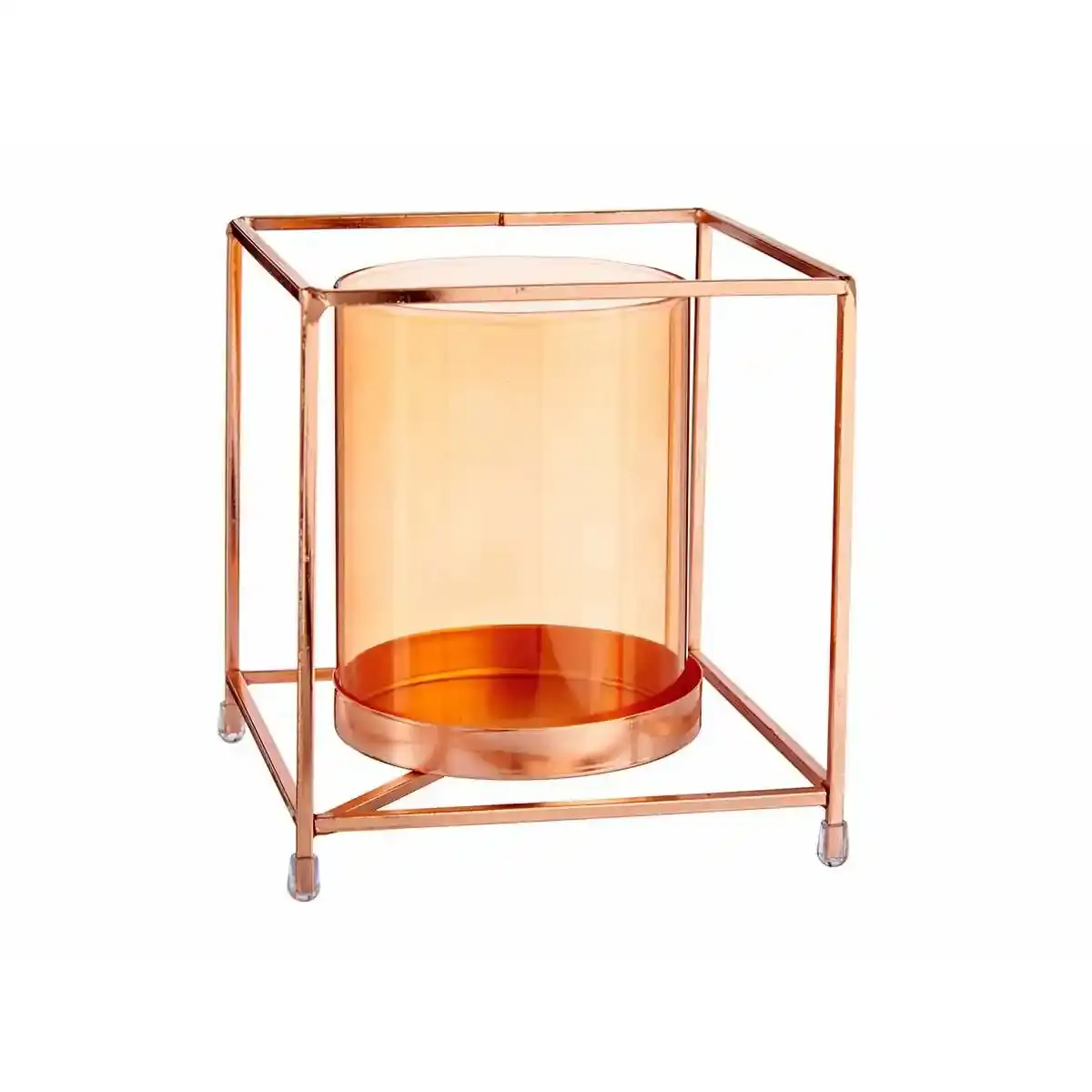 Bougeoir carre cuivre metal ambre verre 14 x 15 5 x 14 cm _8532. DIAYTAR COTE D'IVOIRE - Votre Passage vers l'Éclat et la Beauté. Explorez notre boutique en ligne et trouvez des produits qui subliment votre apparence et votre espace.
