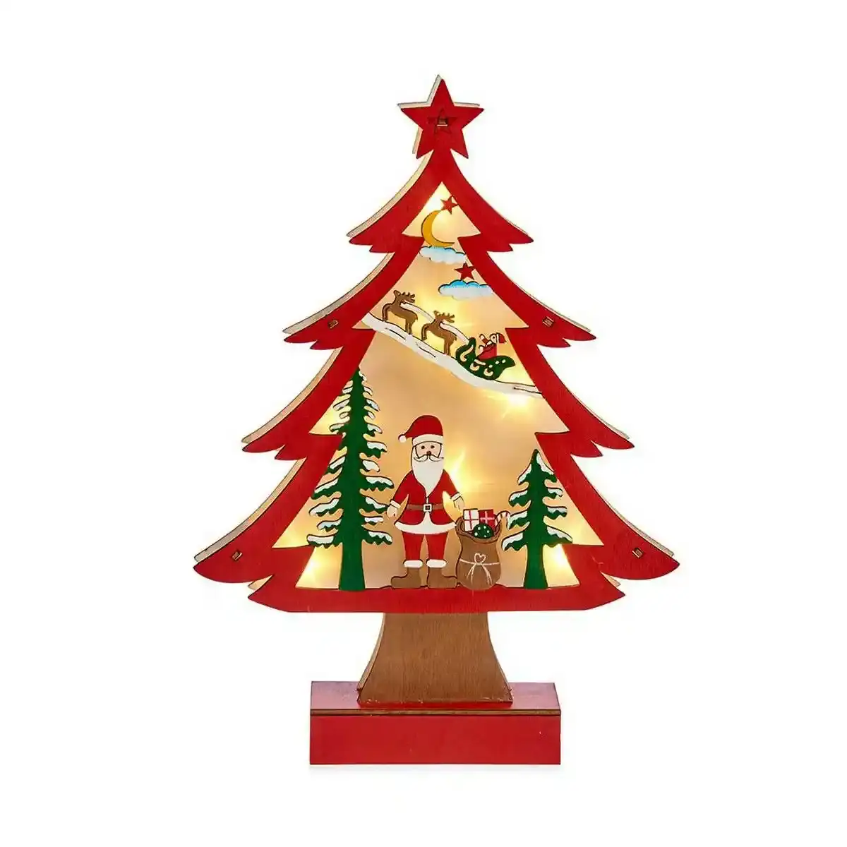 Sapin de noel lumineux 3d pere noel bois rouge 5 x 30 x 21 cm _7711. Bienvenue sur DIAYTAR COTE D'IVOIRE - Où Choisir est un Voyage Passionnant. Plongez dans notre catalogue et trouvez des produits qui révèlent la diversité et la beauté du Côte d'Ivoire.