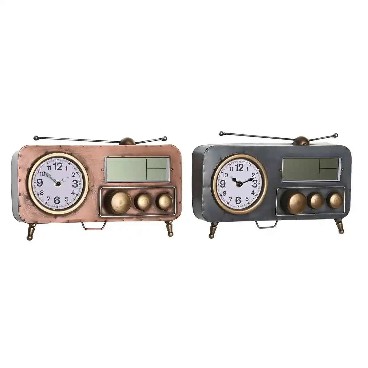 Horloge de table dkd home decor 33 x 11 5 x 26 cm gris cuivre fer vintage 2 unites _4577. DIAYTAR COTE D'IVOIRE - L'Art de Choisir, l'Art de S'émerveiller. Explorez notre boutique en ligne et choisissez des articles qui éveillent votre sens de l'émerveillement.
