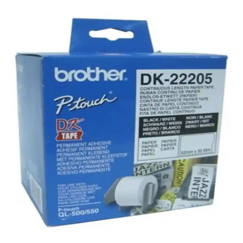 Papier continu pour imprimantes Brother DK-22205 Blanc. SUPERDISCOUNT FRANCE