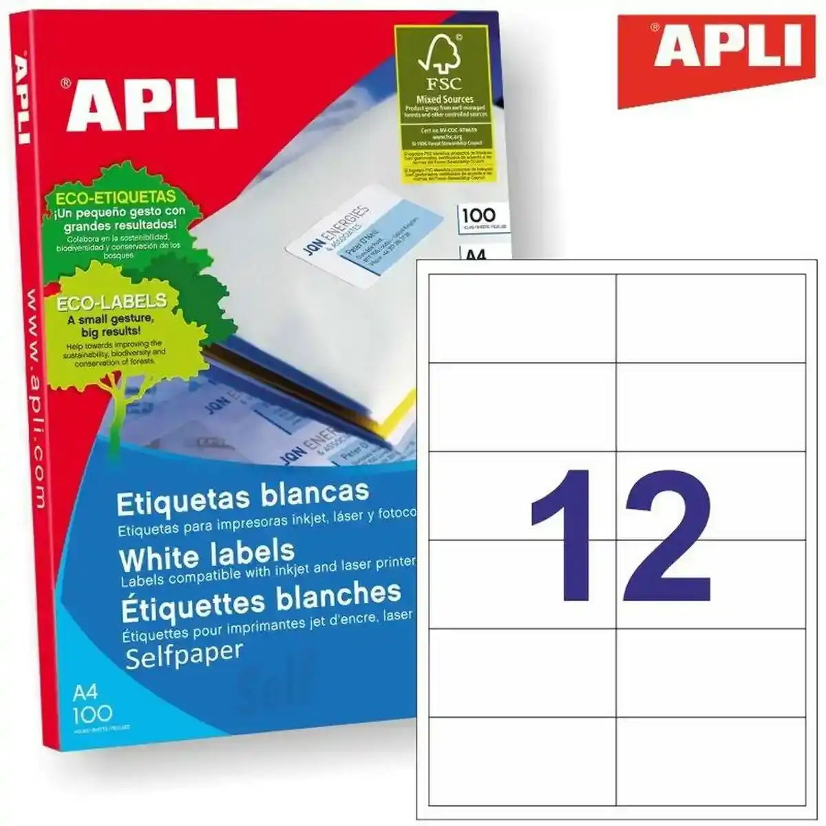 Adhésifs/Étiquettes Apli 581288 97 x 42,4 mm 100 Feuilles. SUPERDISCOUNT FRANCE