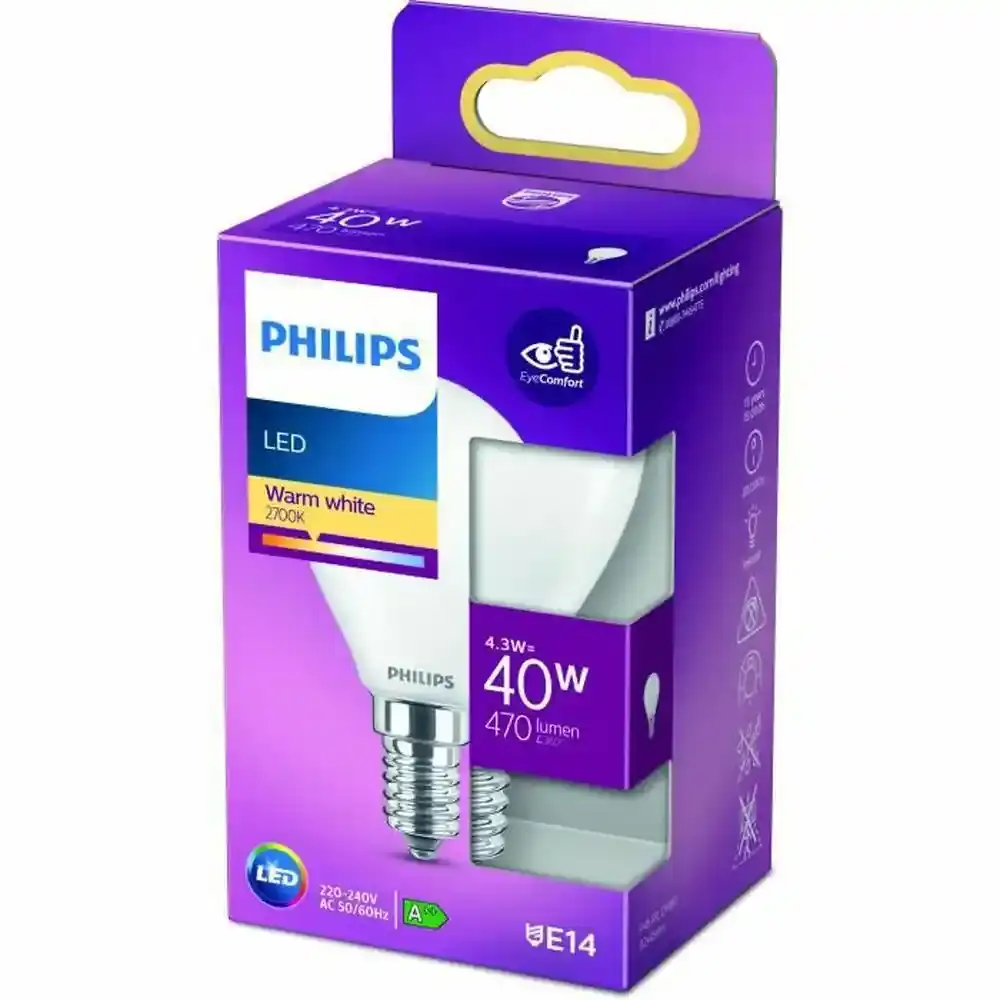 Lampe LED Philips E14 470 lm (4,5 x 8,2 cm) (2700 K). SUPERDISCOUNT FRANCE