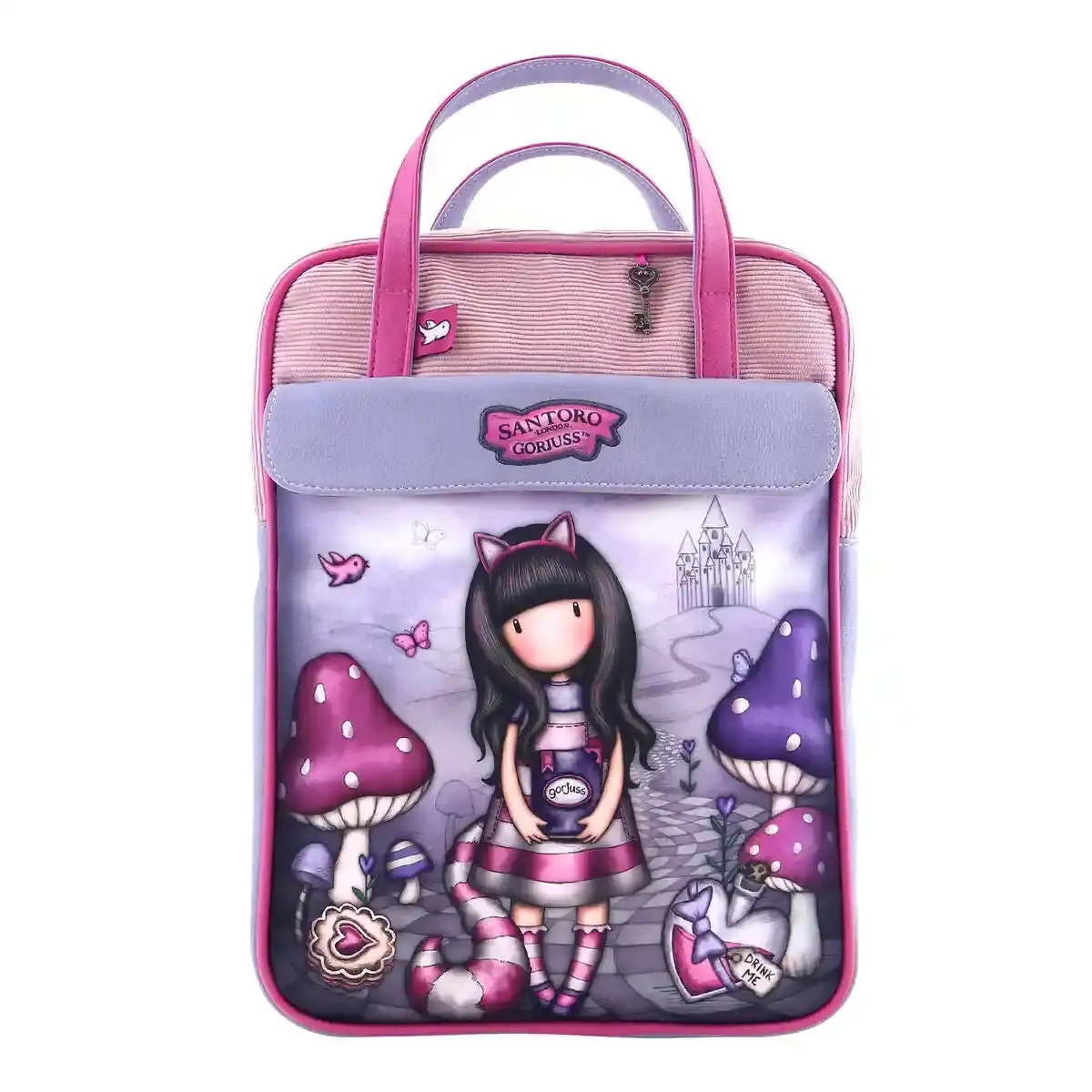 Sac à dos Gorjuss Cheshire chat Rose Violet (27 x 10 x 37 cm). SUPERDISCOUNT FRANCE
