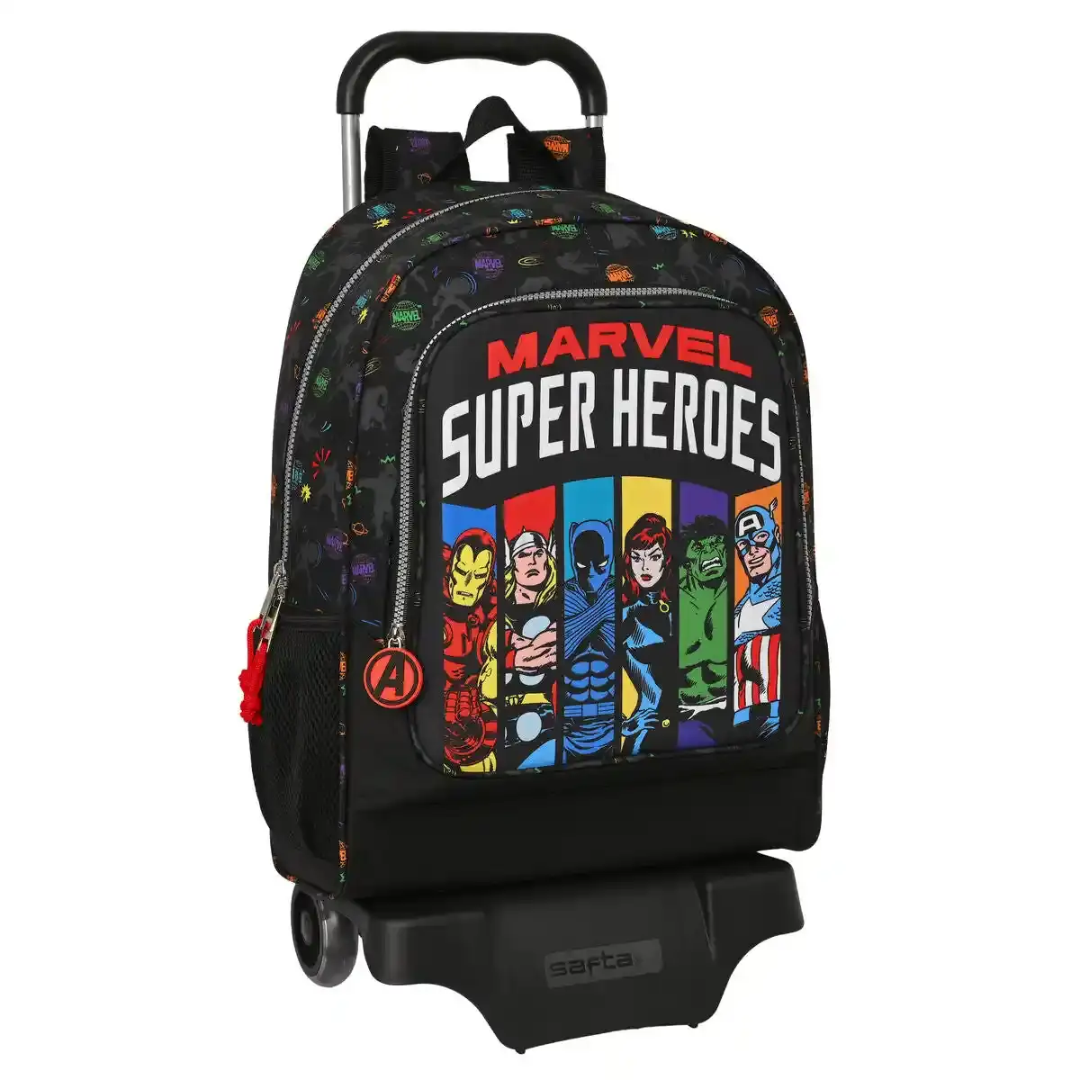 Sac à dos scolaire à roulettes The Avengers Super héros Noir (32 x 42 x 14 cm). SUPERDISCOUNT FRANCE