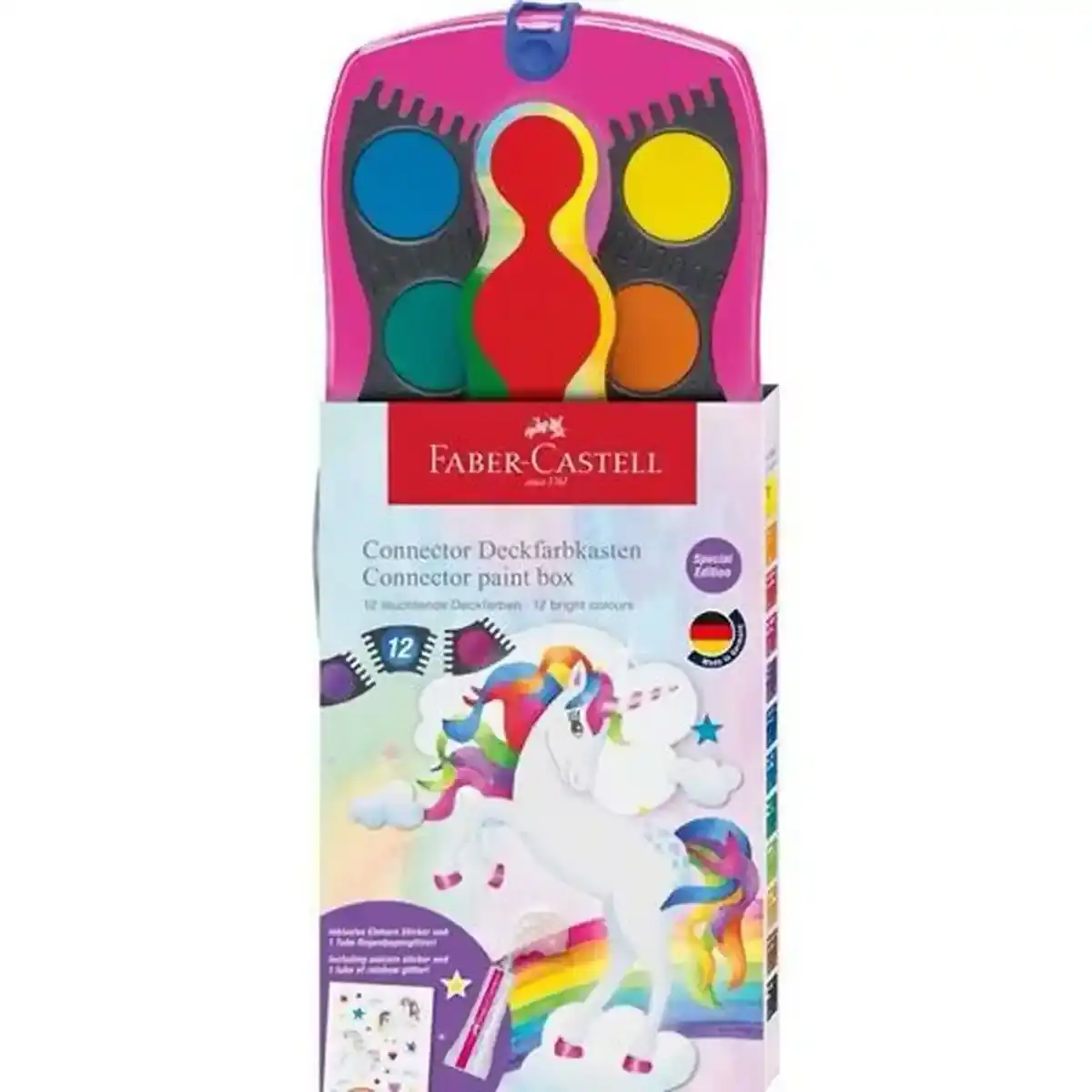 Set de peinture aquarelle Faber-Castell Connector 12 couleurs. SUPERDISCOUNT FRANCE