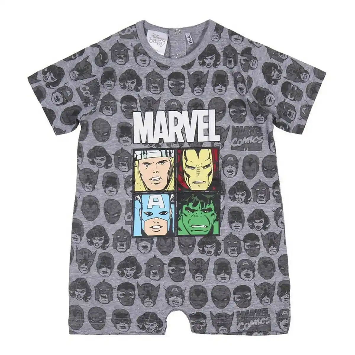 Barboteuse à manches courtes pour bébé Marvel Gris. SUPERDISCOUNT FRANCE
