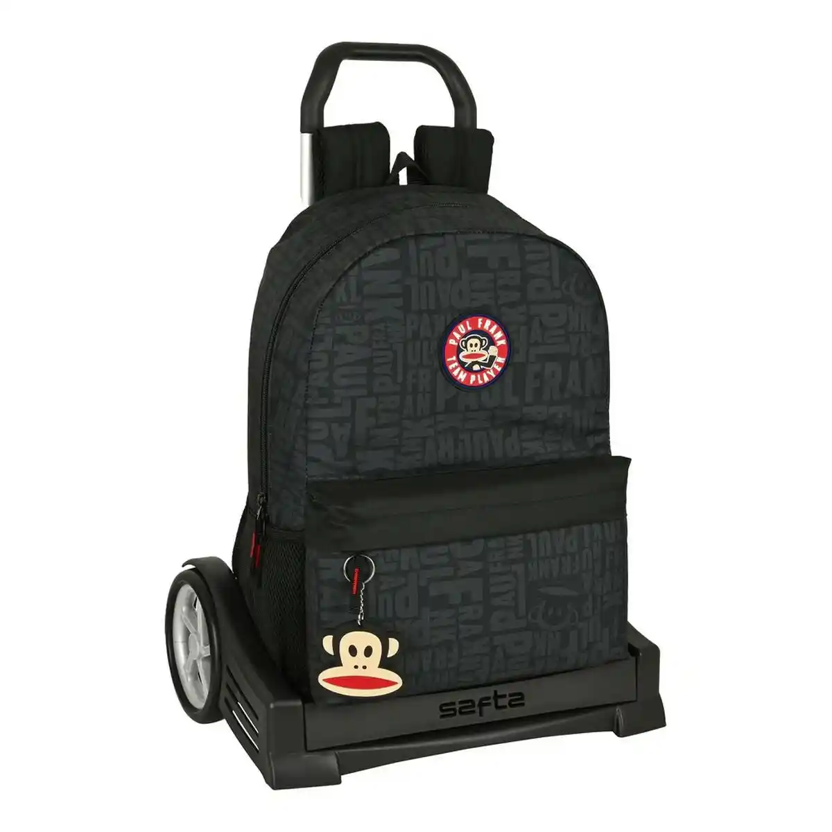 Sac à dos scolaire à roulettes Paul Frank Team Player Noir (30 x 46 x 14 cm). SUPERDISCOUNT FRANCE