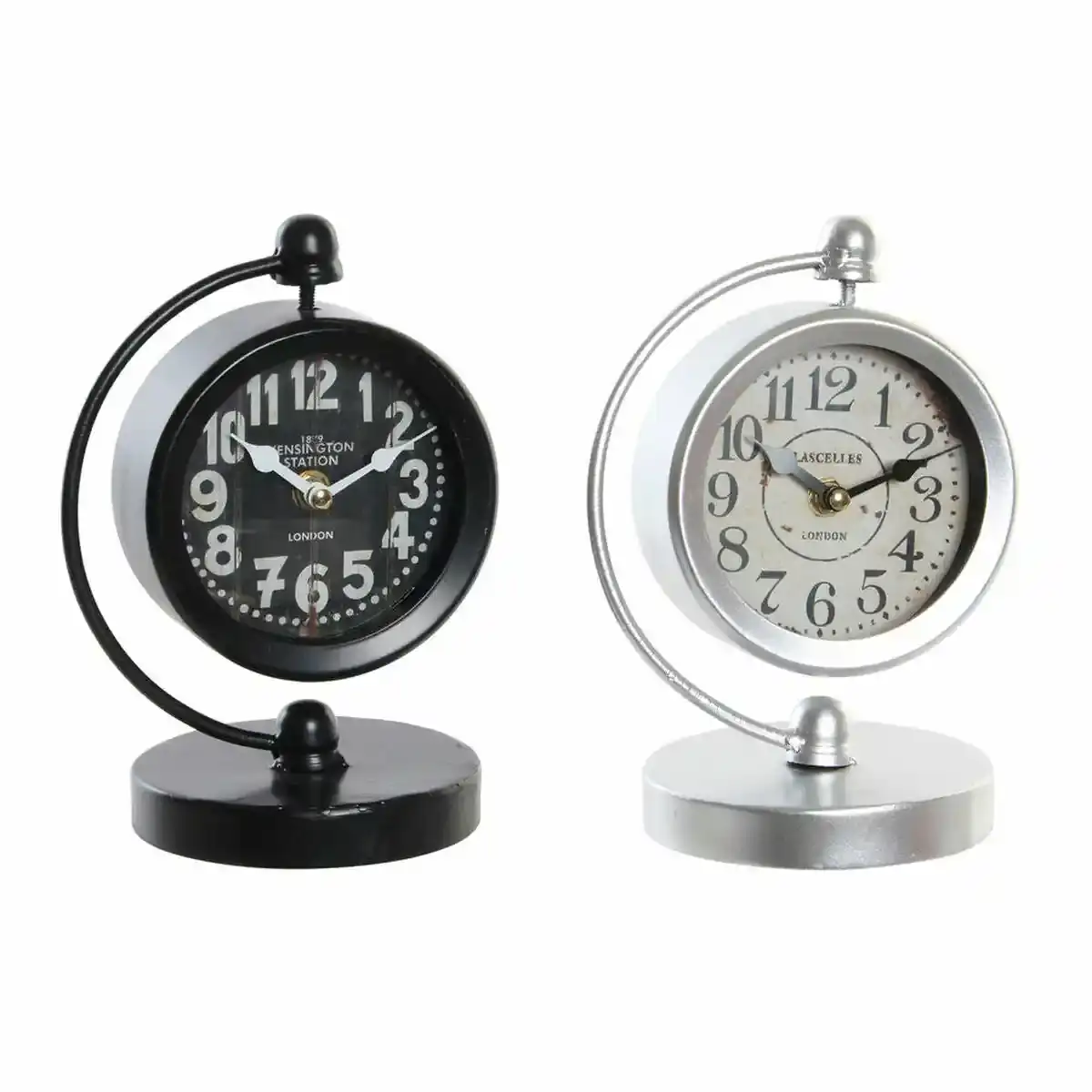 Horloge de table dkd home decor 16 x 12 x 21 cm cristal argent noir fer loft 2 unites _3072. DIAYTAR COTE D'IVOIRE - Où Choisir est un Acte d'Amour pour le Côte d'Ivoire. Explorez notre boutique en ligne et choisissez des articles qui célèbrent la culture et l'artisanat du pays.