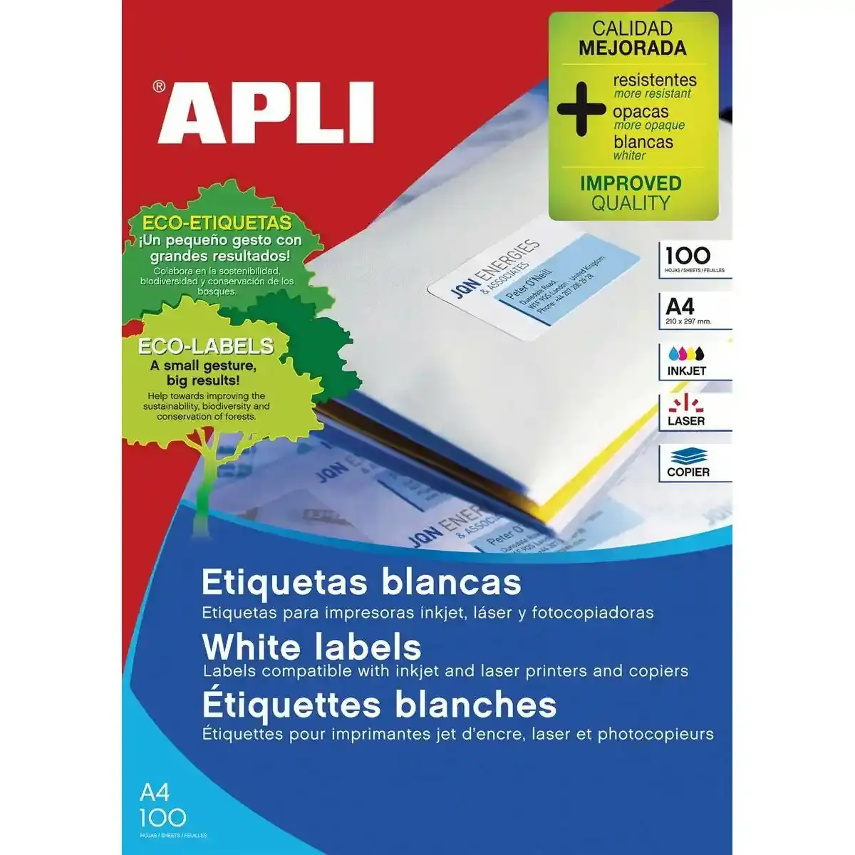 Adhésifs/Étiquettes Apli 1263 64,6 x 33,8 mm 100 Feuilles. SUPERDISCOUNT FRANCE