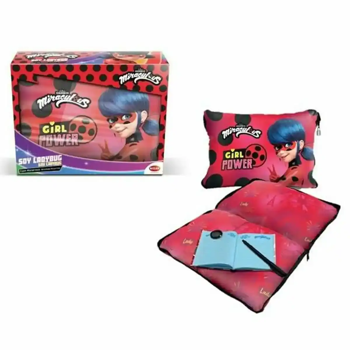 Coussin Bizak Miraculous Girl Power Notebook 10,3 x 38 x 26 cm. SUPERDISCOUNT FRANCE